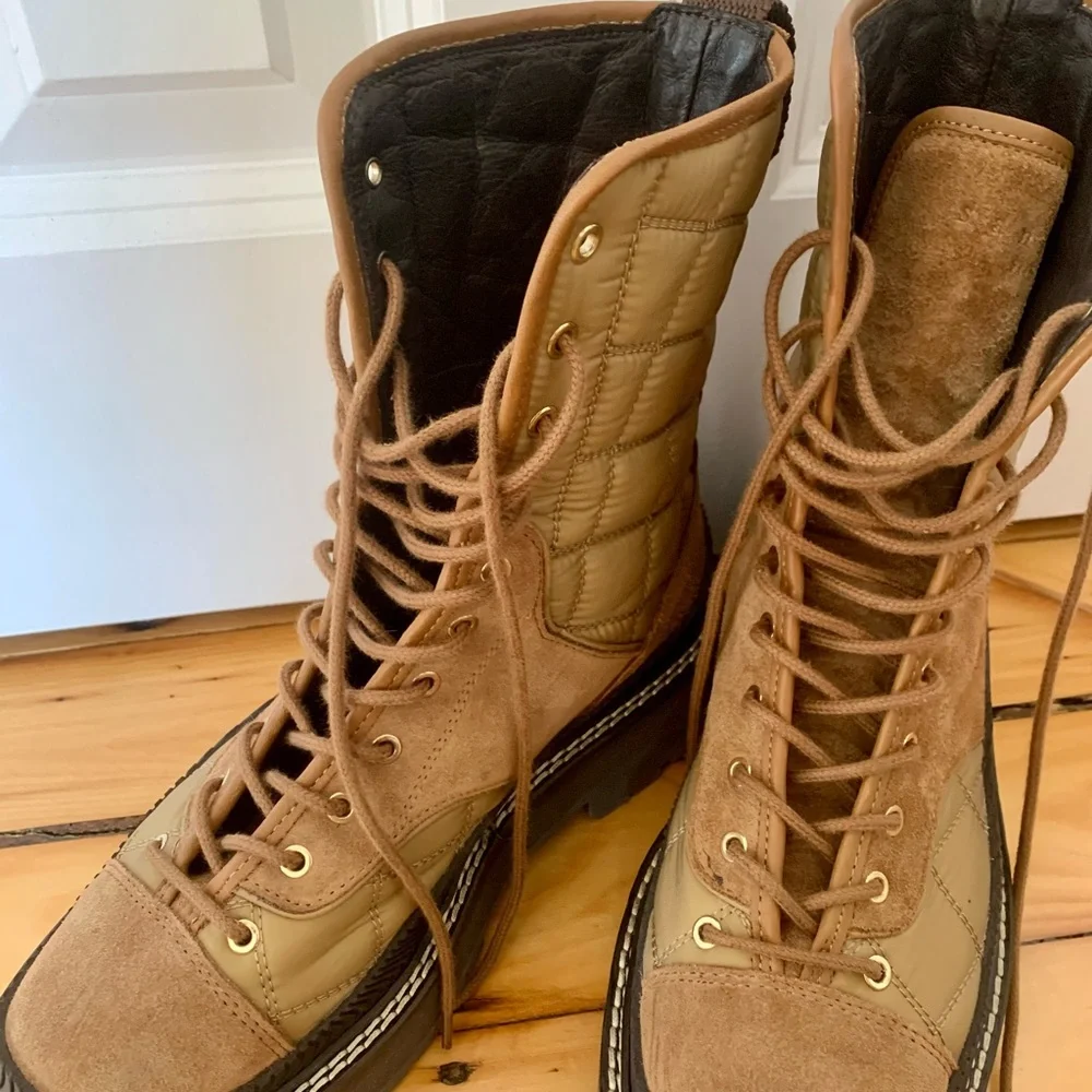 Sandro Quilted Leather Combat Boot - Picture 2 of 5